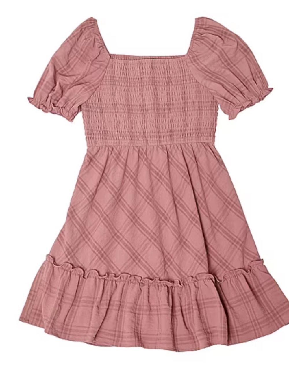 Trixxi girl a-line silhouette smocked top with a square neck in rose size L.